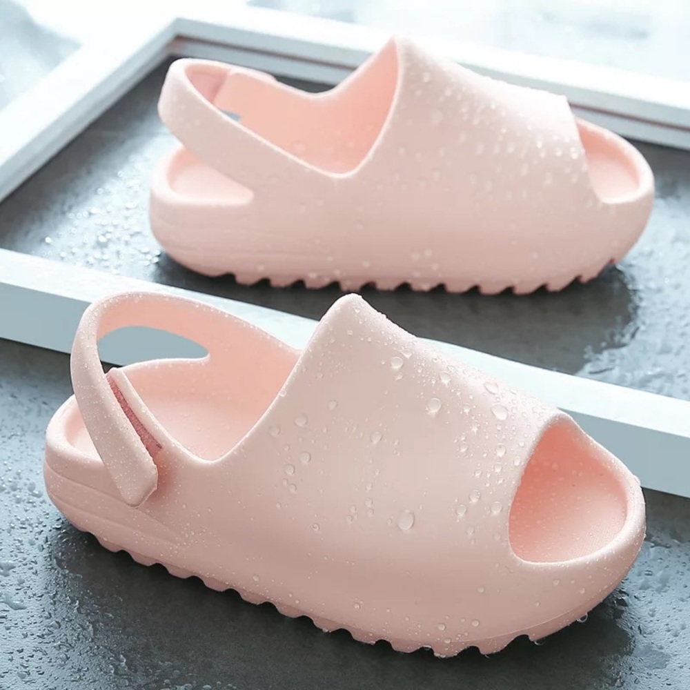 NEW Pink Velcro strap on yezy inspired sandal